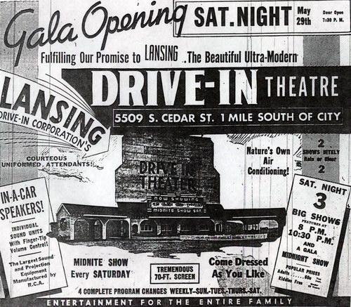 Lansing Drive-In Theatre - Grand Opening Ad